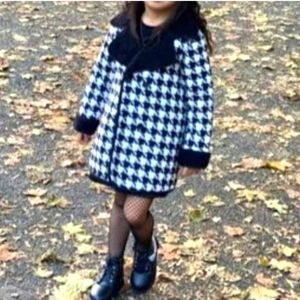 GIRLS Houndstooth Teddy lined Tweed Coat 😻🌈🤌💞